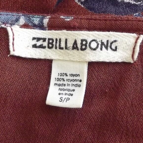 BILLABONG Wrap Dress, S, Rust/Multicolor Floral, Short sleeve, Rayon - Picture 12 of 15